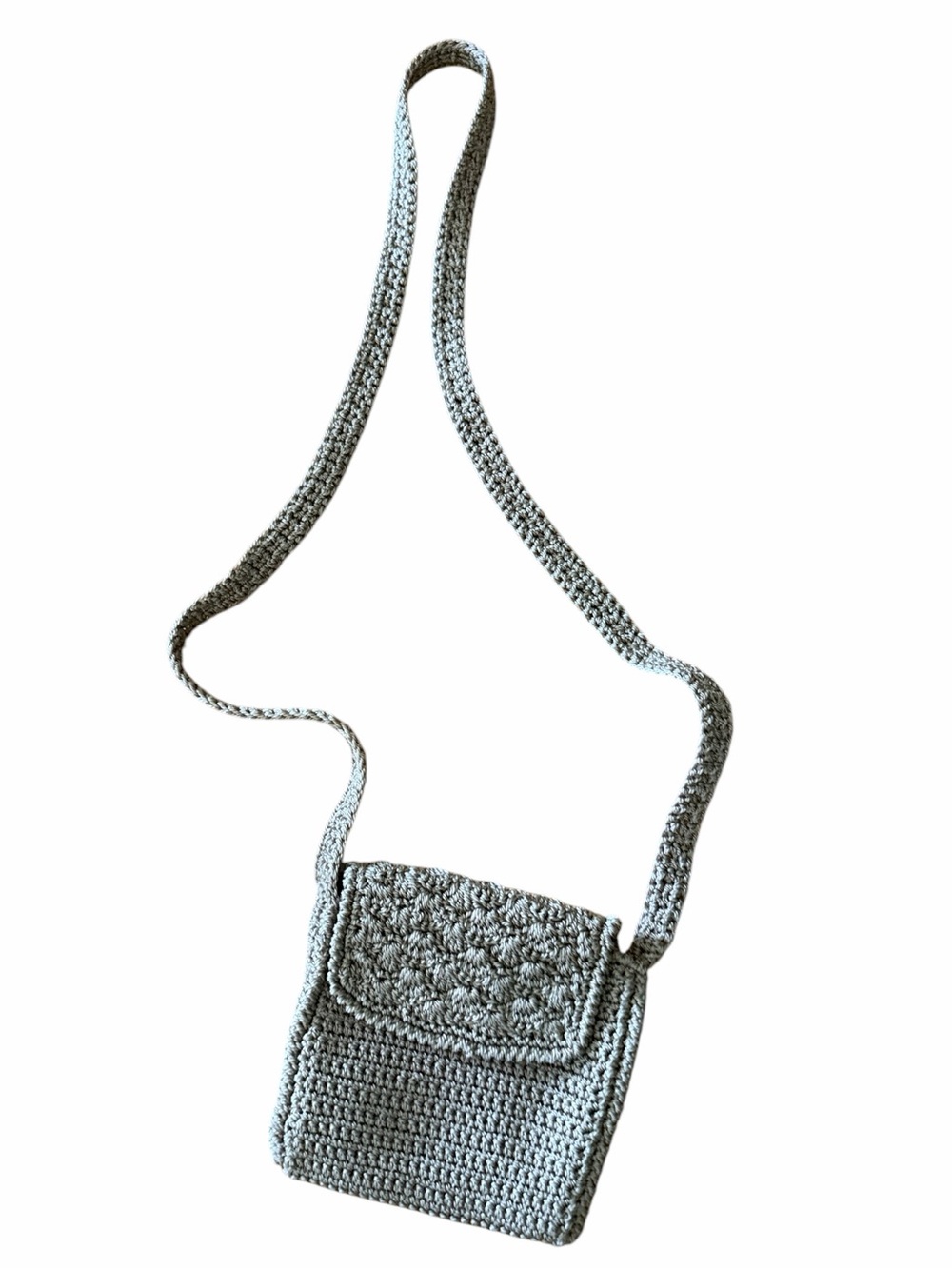 Handcrafted Light Gray/green Crochet mini Crossbody Bag - Women